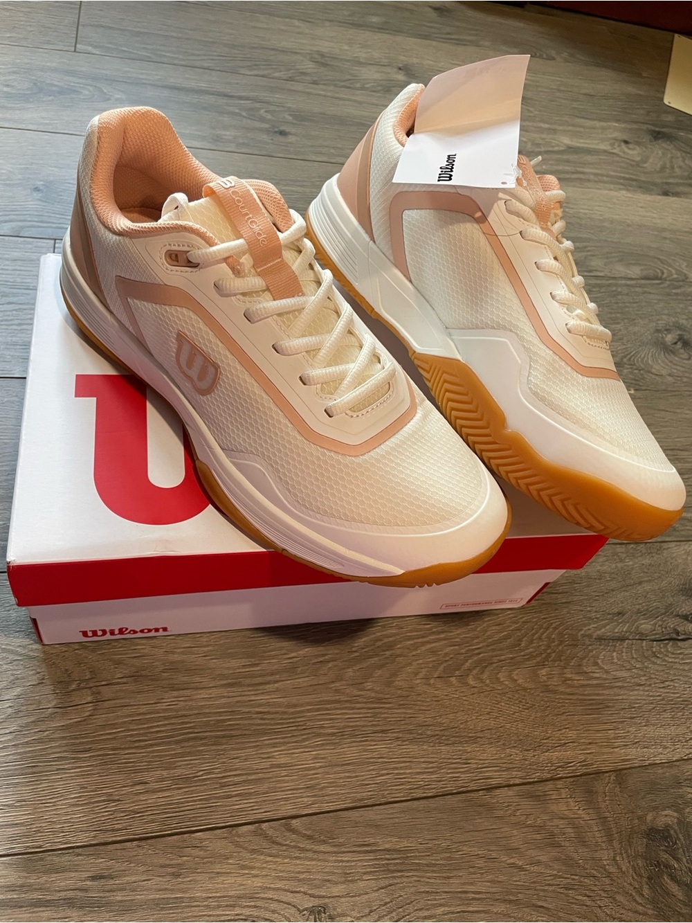 Wilson Women's Cream and Peach Athletic Tennis Shoes